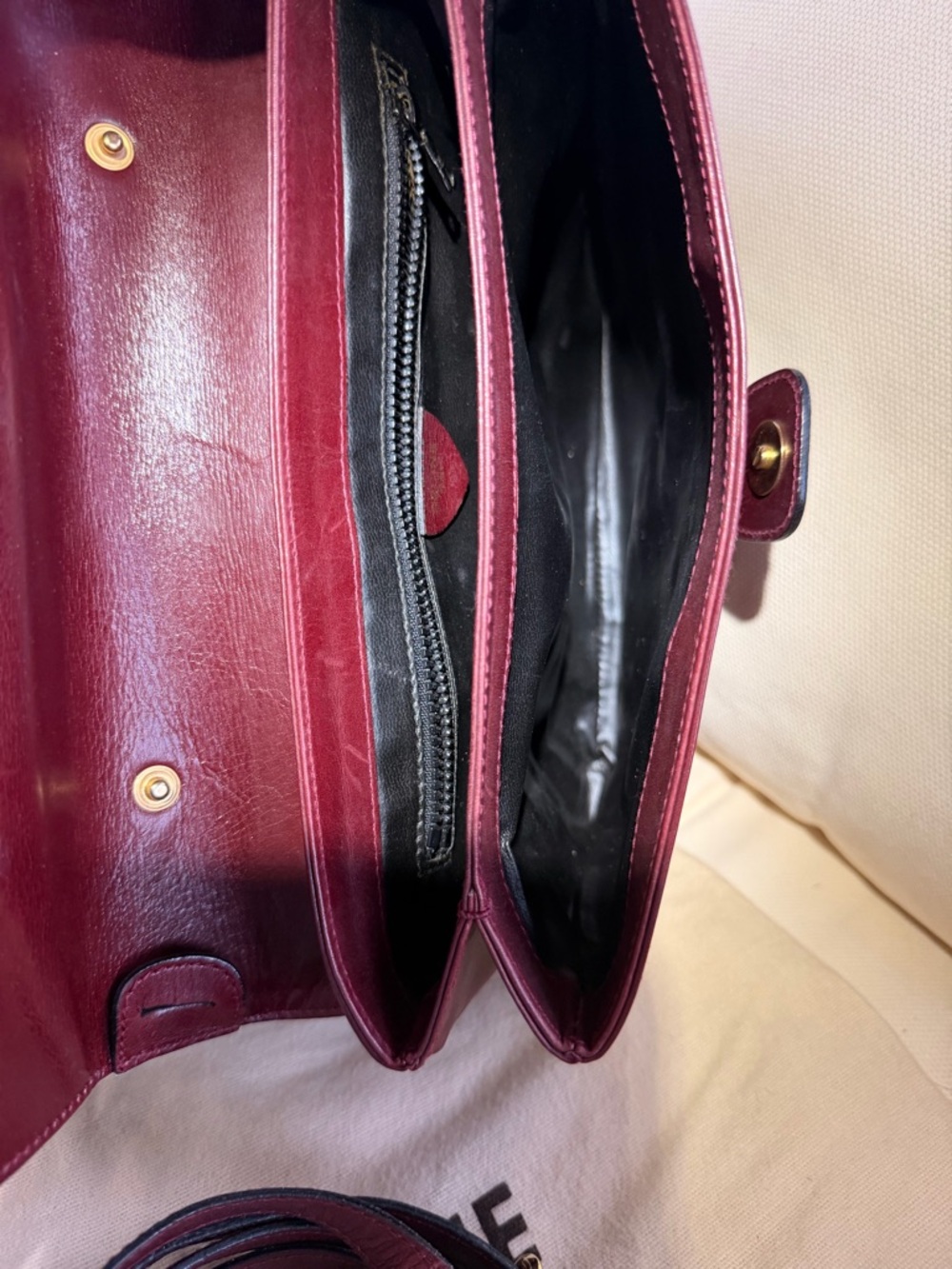 Celine Burgundy Shoulder Bag with Gold-Tone Clasp - Picture 13 of 13